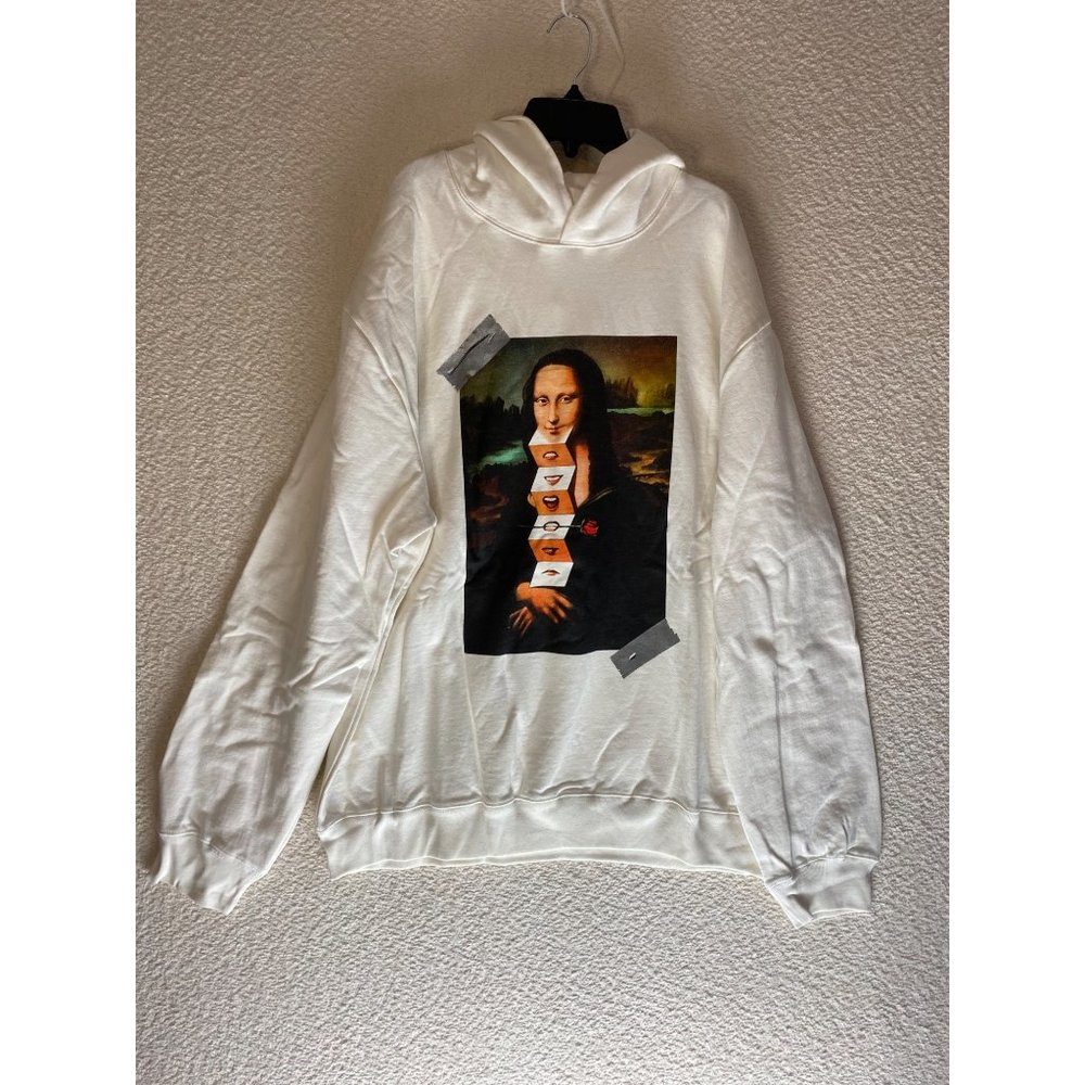 Nagri Hoodie Harajuku Graphic Print Chainsaw Man Mona Lisa White Size XL NWOT